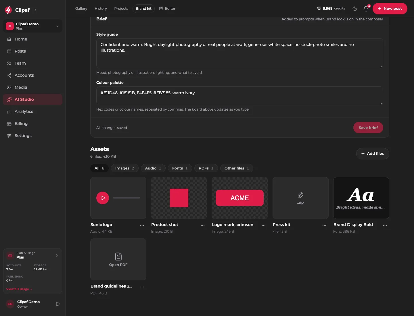 Brand kit brief and asset library